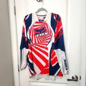 Fox Red and Blue Graphic Race Cycling  Jersey Shirt Size Xlarge